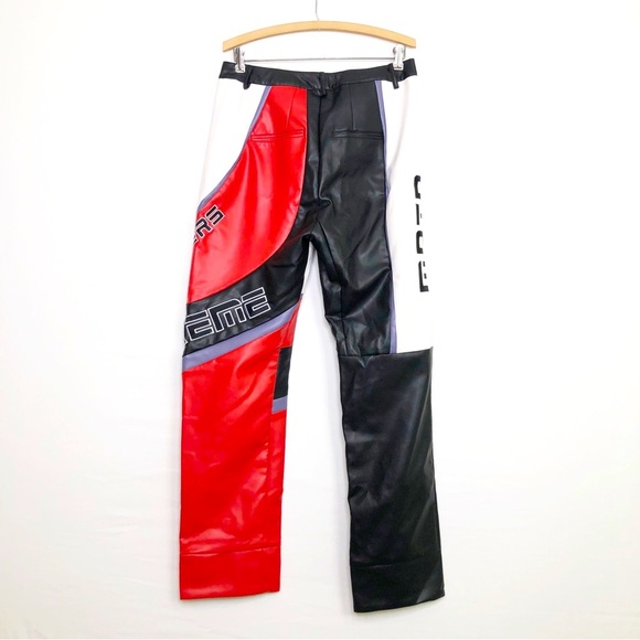 Fashion Nova faux, leather color block let’s race Moto pants - Picture 1 of 10